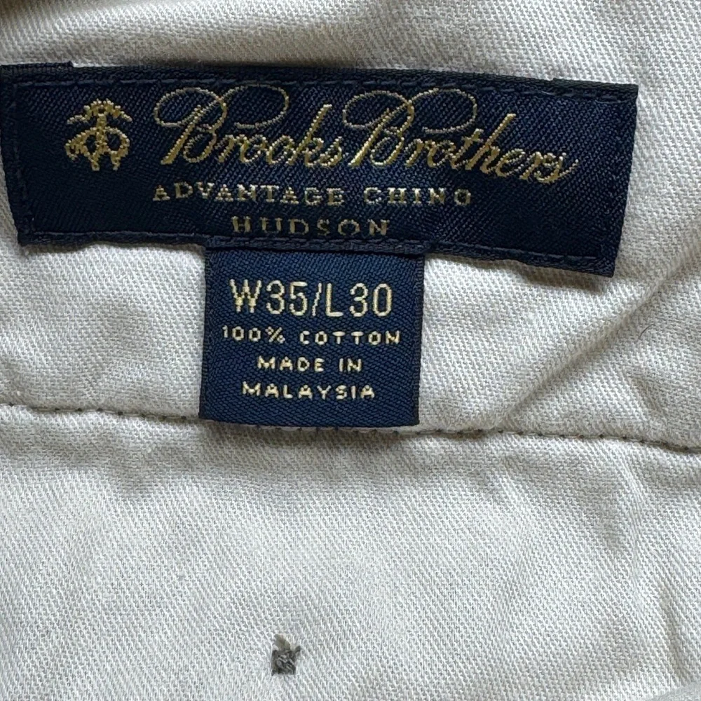Brooks Brothers Advantage Chino Hudson Pants Mens 35x30 Khaki Tan Cotton